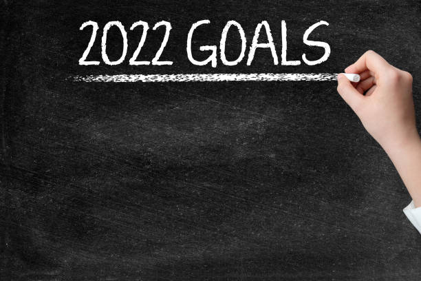 istock 2022 Goals on blackboard with woman hand 1336632984