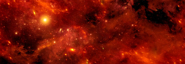 istock Orange space nebula with stars in space for background 1336633213