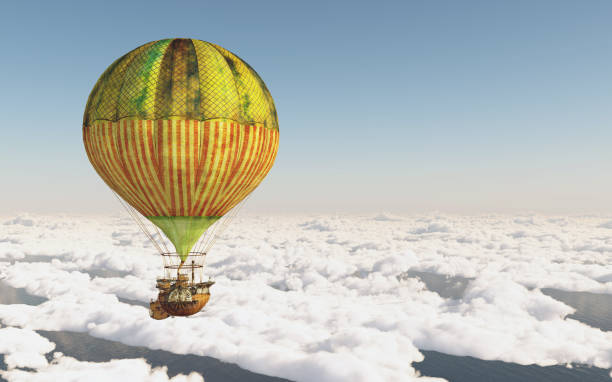 istock Fantasy hot air balloon over the clouds 1336634486