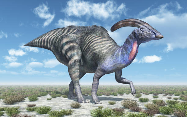 istock Dinosaur Parasaurolophus in a landscape 1336634583