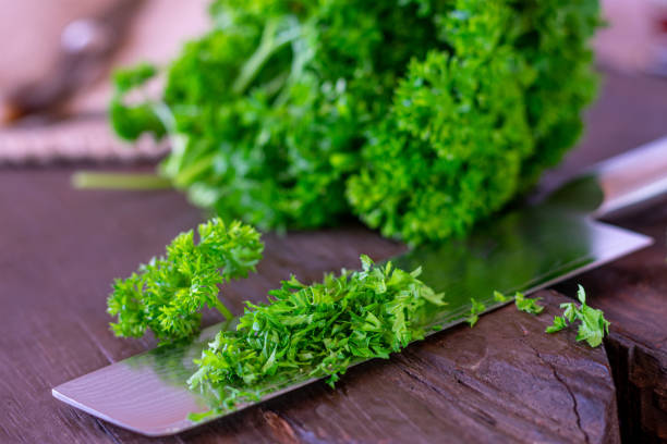 Chopped parsley stock photo