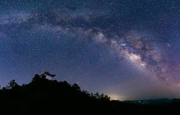 istock Milky Way with temple on mountain 1336635665