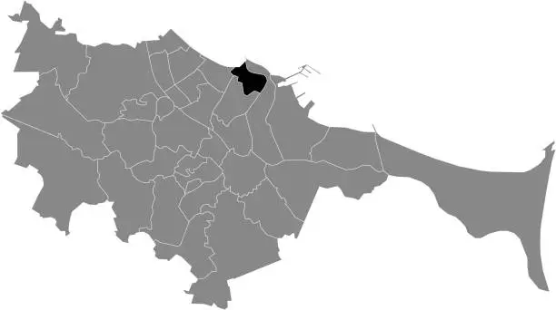 Vector illustration of Location map of the Nowy Port district of Gdansk, Poland