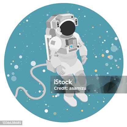 istock Illustration of an astronaut floating in space 1336638685