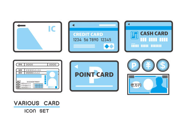 Vector illustration material of cards such as credit cards and licenses / point cards / IC cards Vector illustration material of cards such as credit cards and licenses / point cards / IC cards solvency stock illustrations