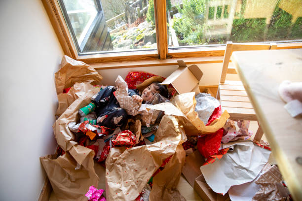 Scattered things on the shelf, mess in the children's room, organizing cleanliness