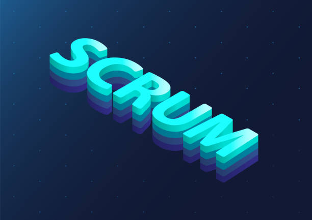 istock Scrum isometric 3d vector text. Illustration of agile scrum methodology concept to organise work. 1336645675