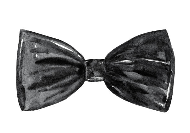 akwarela czarna muszka izolowana na białym - evening wear stock illustrations