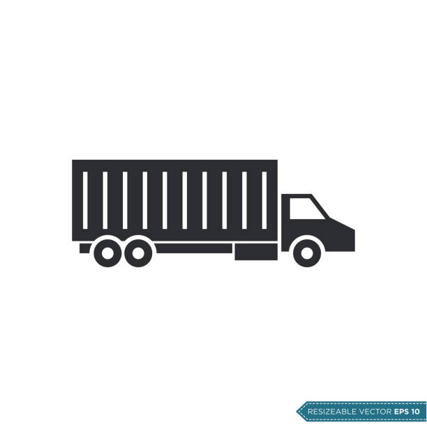 ilustrações, clipart, desenhos animados e ícones de cargo caminhão caminhão ícone vetor modelo de modelo plano design plano - truck semi truck pick up truck car transporter