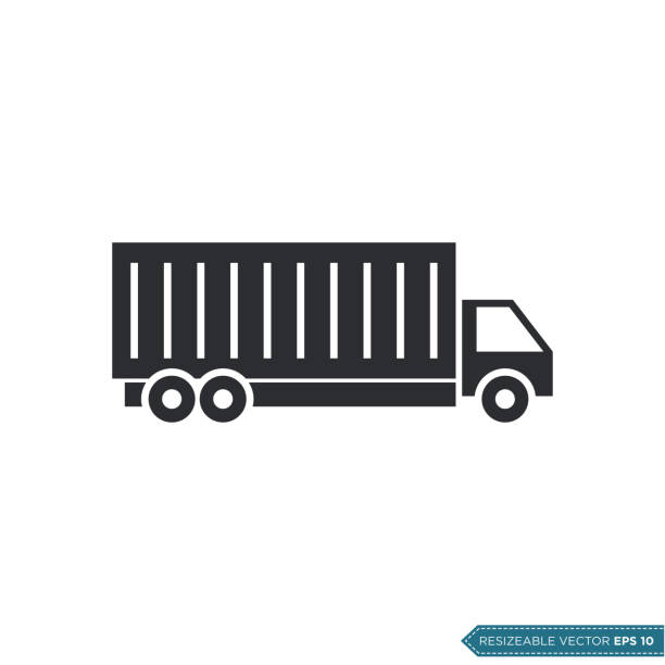ilustrações, clipart, desenhos animados e ícones de cargo caminhão caminhão ícone vetor modelo de modelo plano design plano - truck semi truck pick up truck car transporter