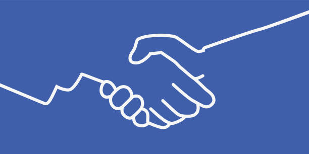 ilustraciones, imágenes clip art, dibujos animados e iconos de stock de concepto de amistad con dos personas dándose la mano. - handshake
