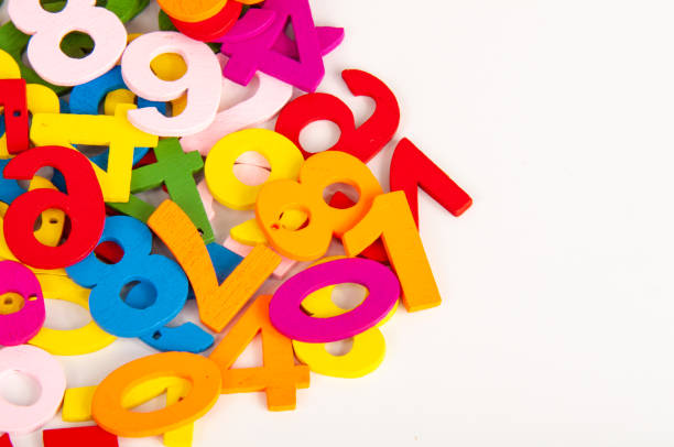 istock Wooden numbers multicolor isolated on the white 1336651448