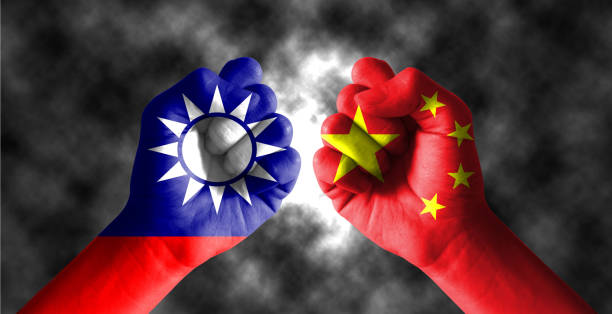 istock Taiwan flag and Chinese flag 1336654333