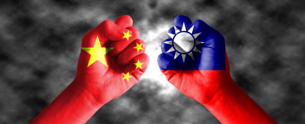 istock Taiwan flag and Chinese flag 1336654343