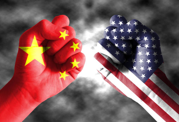 istock American flag and Chinese flag 1336654344