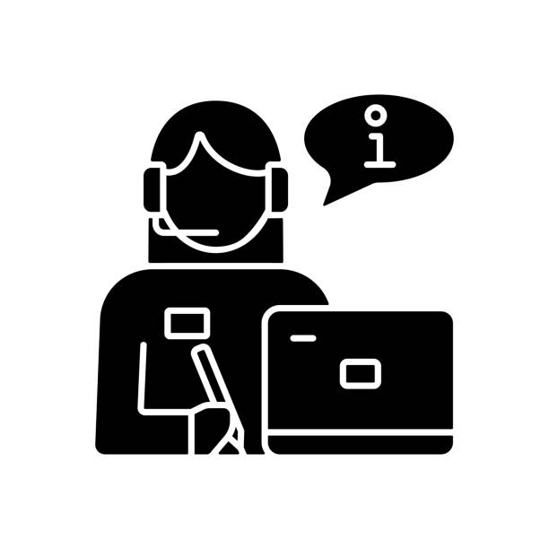 ilustraciones, imágenes clip art, dibujos animados e iconos de stock de icono de glifo negro de la recepcionista - receptionist office silhouette business