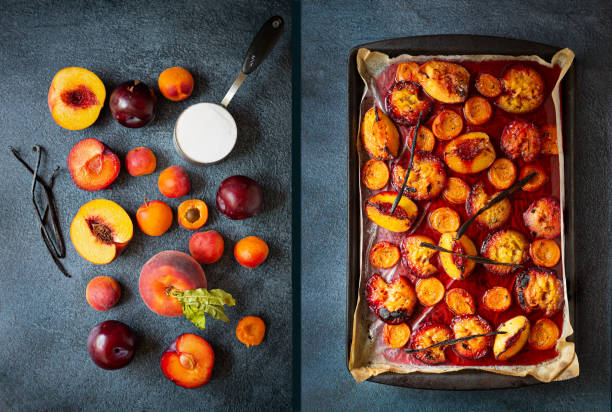 Caramelized stone fruit dessert