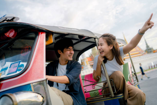 istock Happy time of the couple on vacation. 1336657143