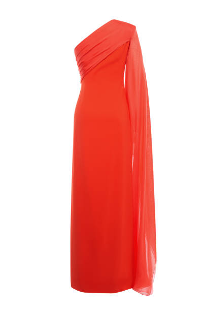 istock Red dress isolated in white background, invisible mannequin 1336660074