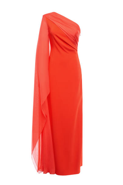 istock Red dress isolated in white background, invisible mannequin 1336660075