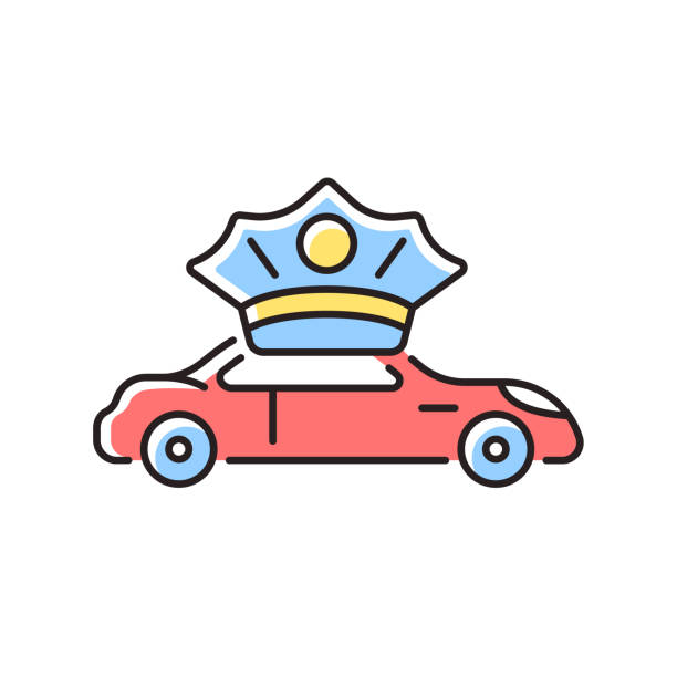 illustrations, cliparts, dessins animés et icônes de icône de couleur rgb de location de chauffeur - cartoon city town car