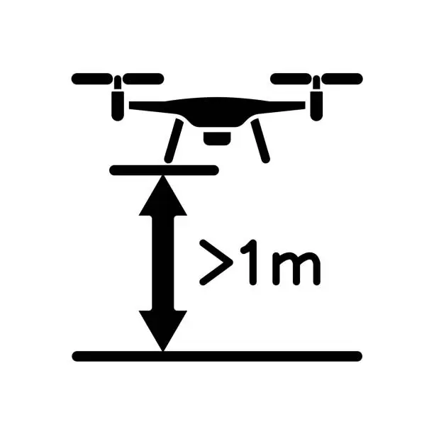 Vector illustration of Minimum flight height black glyph manual label icon
