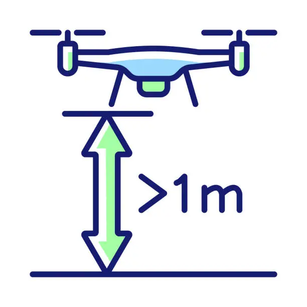 Vector illustration of Minimum flight height RGB color manual label icon