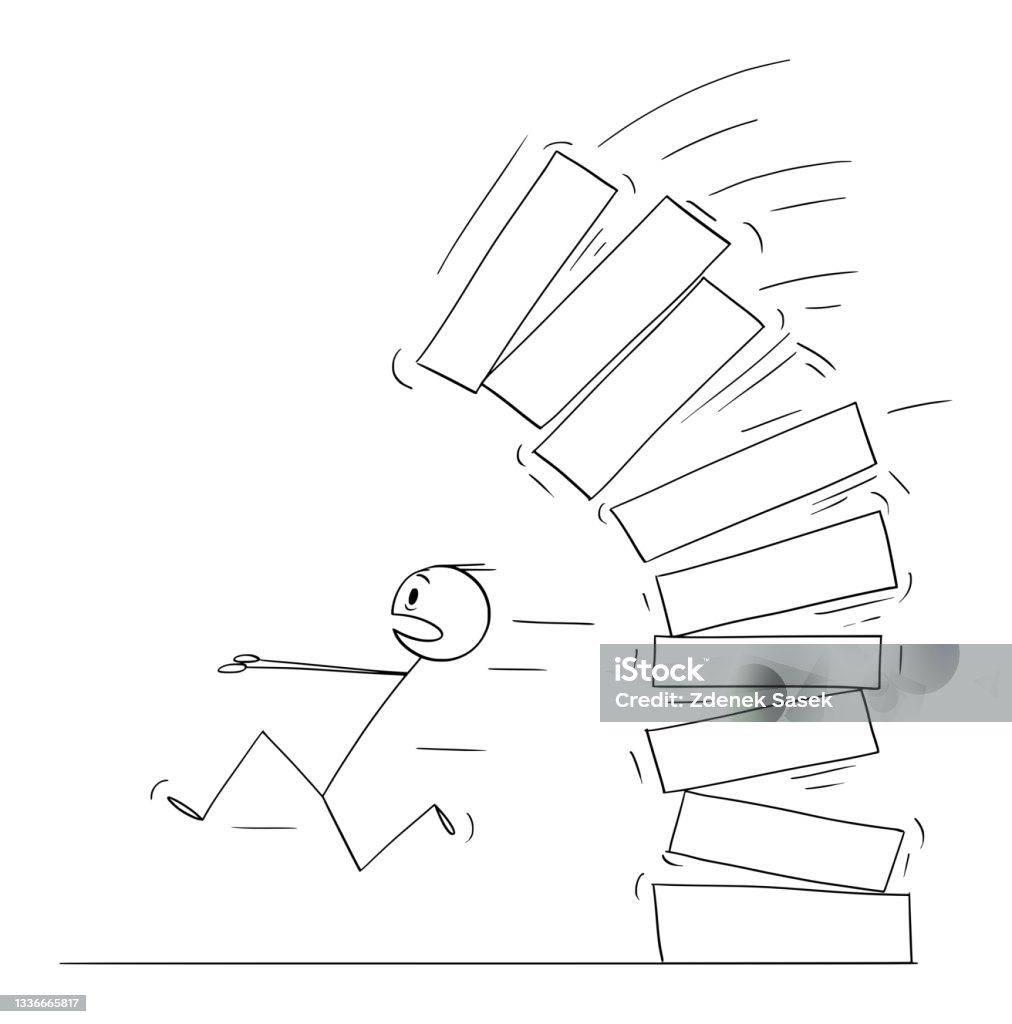 상자의 떨어지는 더미에서 공황에서 도망 사람 벡터 만화 스틱 그림 일러스트 가공의 인물에 대한 스톡 벡터 아트 및 기타 이미지 ...