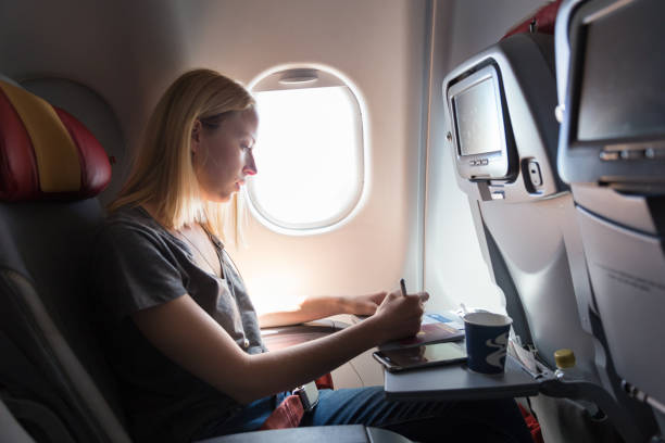 istock Woman Sitting In Airplane 1336666737