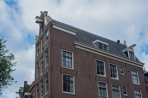 view of old Amsterdam canal houses