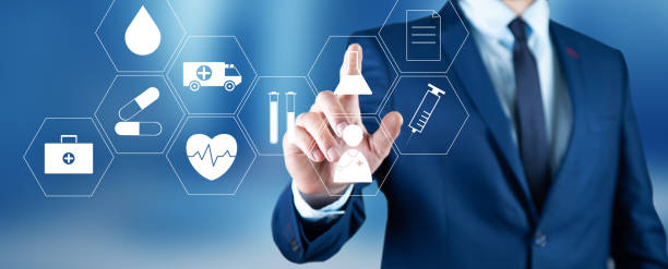 istock business man touching Medical icon 1336672823