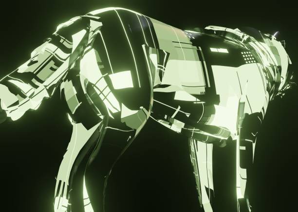 istock 3d rendering of a futuristic mechanical Wolf in a dark black background 1336674154