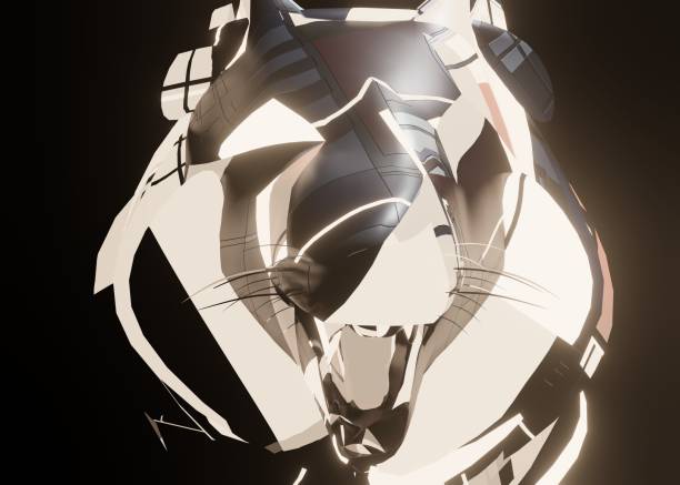 istock 3d rendering of a futuristic mechanical Wolf in a dark black background 1336674473