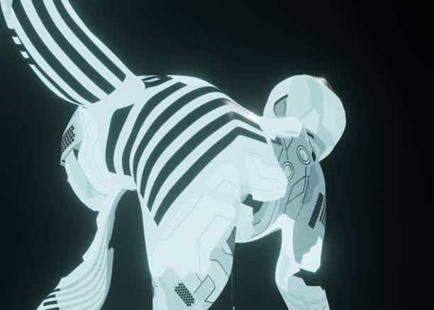 istock 3d rendering of a futuristic mechanical Monkey in a dark black background 1336676874