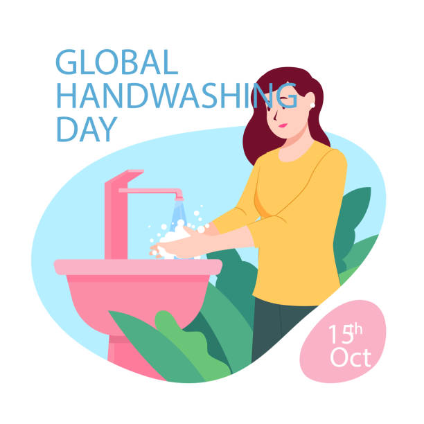 ilustrações de stock, clip art, desenhos animados e ícones de flat global handwashing day illustration vector illustration - washing hands illustrations