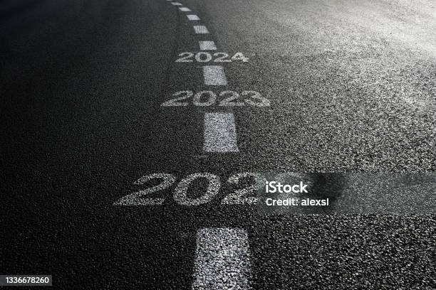 New Year 2022 Road Start Stock Photo - Download Image Now - 2022, 2023, New Year
