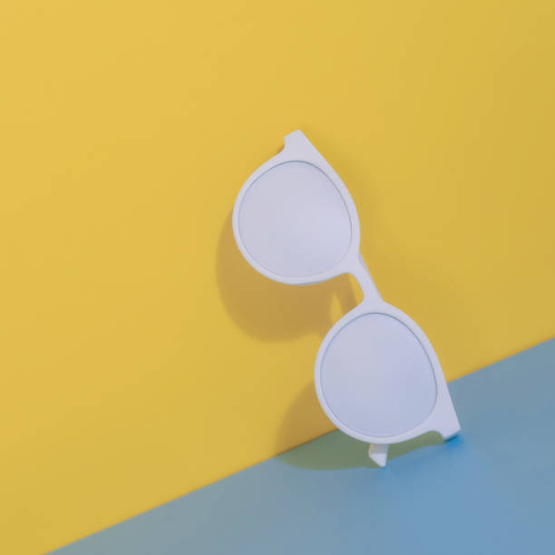 istock Pastel white sunglasses isolated on colorful background for summer. with space for text 1336679956