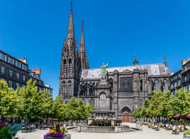 Notre-Dame-de-l'Assomption Cathedral - Clermont-Ferrand, Auvergne, Puy-de-Dôme, France stock photo