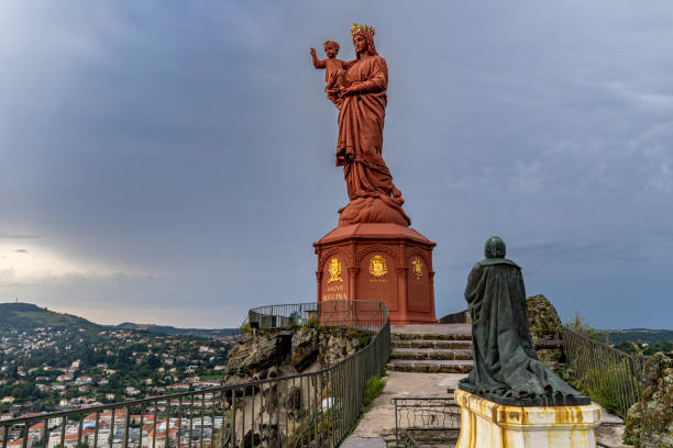 Le Puy-en-Velay, Haute-Loire, Auvergne, Massif Central, France: The statue of Notre-Dame de France stock photo