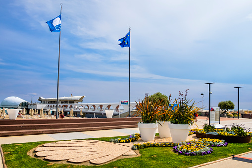 Flower beds along the Lungomare Trieste, the waterfront of Lignano Sabbiadoro.