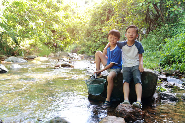 istock Boys fishing in stream 1336684794