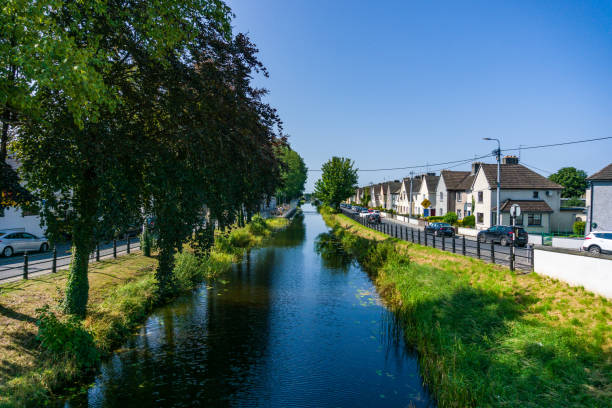 August 27 2021, A view from Kilbeggan Bridge of the Grand Canal on Arden Road, Tullamore, Co. Offaly. A view looking west along the Grand canal during a sunny day.