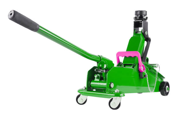 istock green hydraulic car jack isolated on white background, rised 1336688153