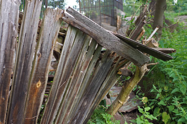 istock wooden broken fence abandoned village 1336692222
