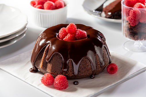 Delicious chocolate cake for breakfast