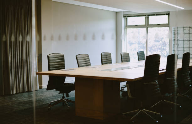 istock Shot of an empty boardroom at work 1336695584