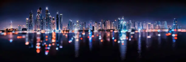 Dubai Marina bokeh reflection in UAE