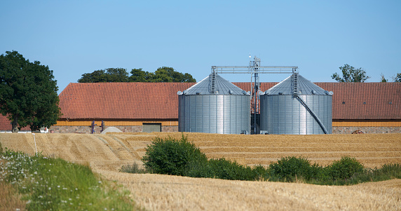 Farm with silos for the crop