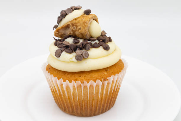 Italian Style Cannoli Cupcake on a White Plate
