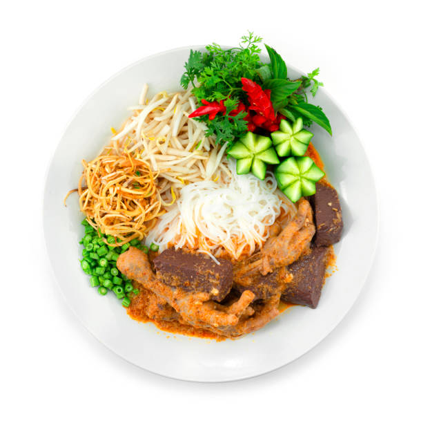 istock Chicken Feets Red Curry in Coconut Milk Soup Serving Fermented Rice Noodles 1336702897